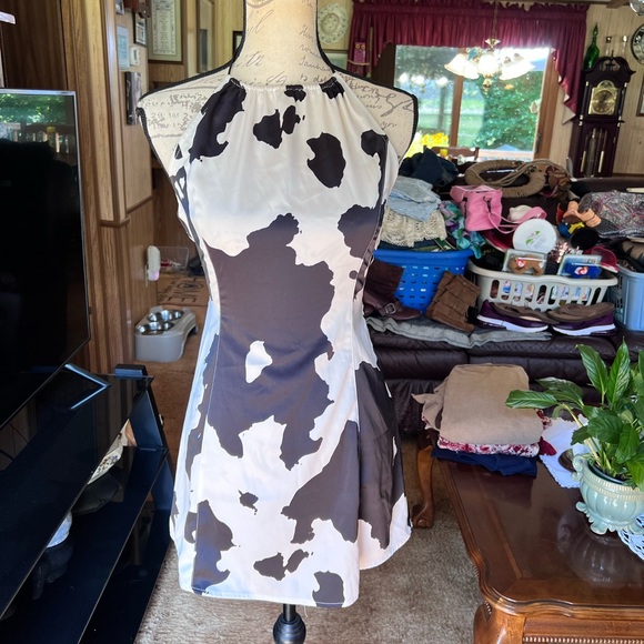 Urban Outfitters Shae Halter Slip Dress Cow Print Women’s Small. - Picture 1 of 16